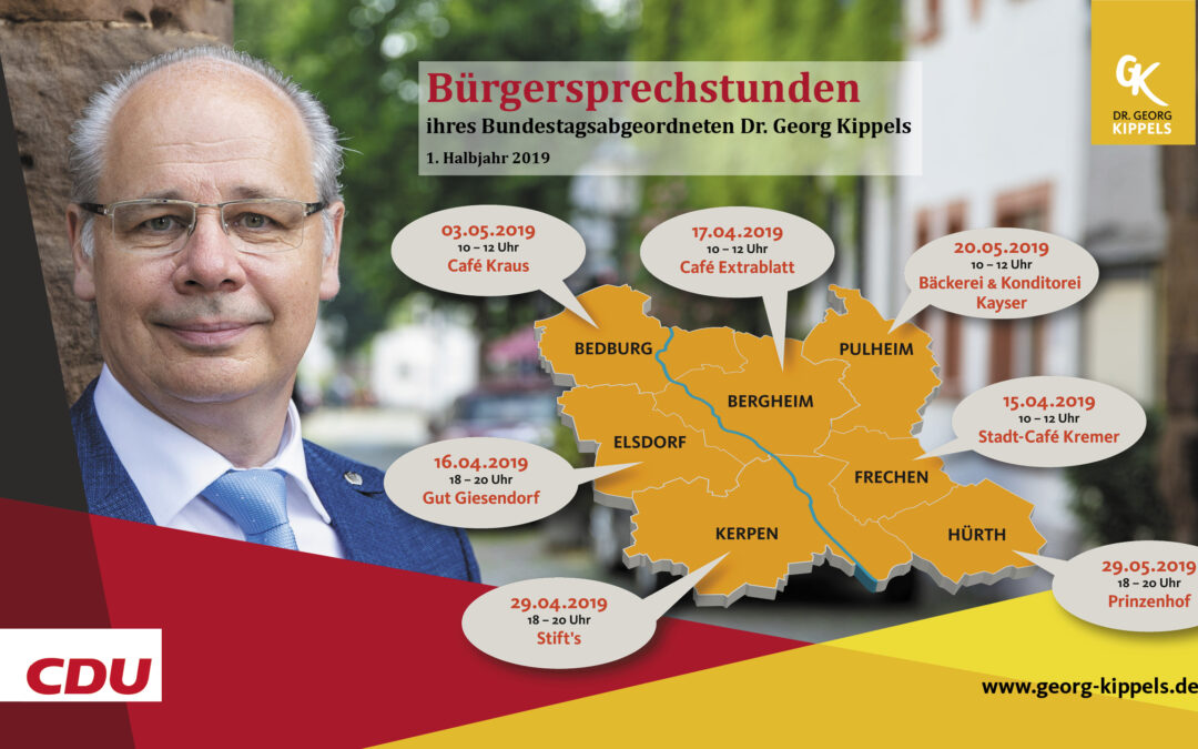 Bürgersprechstundentermine erstes Halbjahr 2019